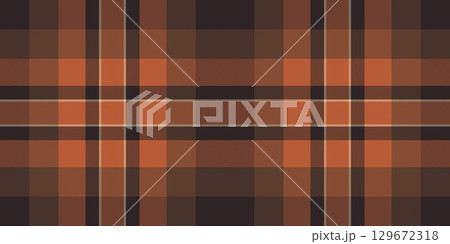 Halftone plaid pattern vector, scratch check fabric tartan. Suit textile seamless background texture in orange and dark colors. 129672318