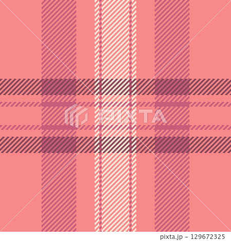 Artistic fabric seamless textile, invitation pattern check background. Endless vector plaid tartan texture in red and antique white colors. 129672325