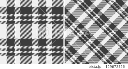 Plaid vector check of pattern texture seamless with a textile background fabric tartan. Set in monochrome colors for golf fashion essentials for the course. 129672326