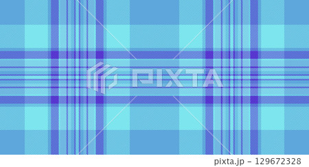 Flowing texture check fabric, gingham background plaid textile. New york seamless pattern tartan vector in cyan and indigo colors. 129672328