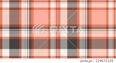 Jersey textile seamless texture, menu vector background plaid. Customizable tartan check pattern fabric in red and linen colors. 129672329