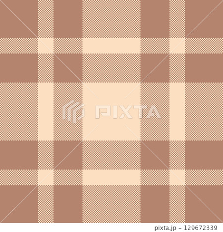Installing vector background seamless, other check plaid fabric. Occupation pattern tartan textile texture in orange and light colors. 129672339