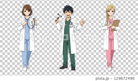 Set of Doctor character design. Cartoon illustration. 129672490