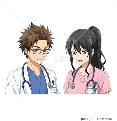 Set of Doctor character design. Cartoon illustration. 129672501