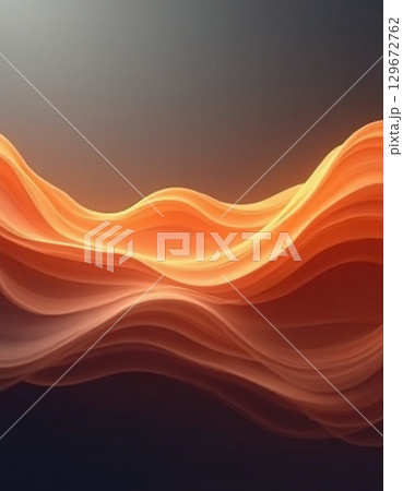 Warm orange waves ripple gracefully across the dark canvas, creating a mesmerizing contrast that evokes a tranquil twilight ambiance Generative AI 129672762
