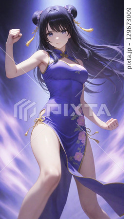 チャイナドレスを着た戦う美少女 チャイナドレスを着た戦う美少女 129673009