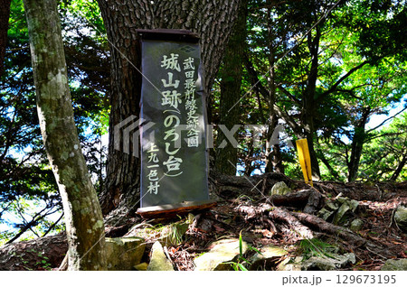 御坂山地の城山（本栖城跡）　武田最前線史跡公園　城山跡（のろし台） 129673195