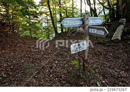 御坂山地の三方分山にて　朝の阿難坂峠 129673267