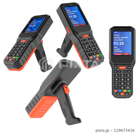 Handheld terminal scanner, portable data device. 3D rendering 129673410