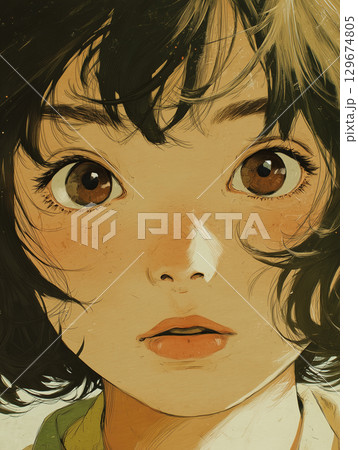 大きな瞳の少女イラスト 129674805