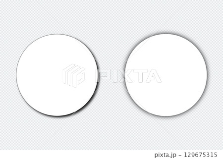 Two blank white circles with shadows on a transparent background. Two blank white circles with shadows on a transparent background. 129675315