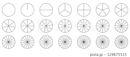 Sector divided the circle on the equal part. Diagram wheel parts. Pie chart template. 129675515