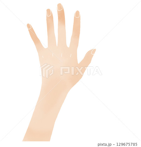 水彩風　シンプルな開いた手のイラスト素材 129675785
