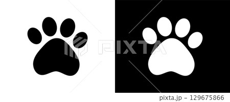 Paw icon. Cat or dog paw icon. Dog paw prints. 129675866