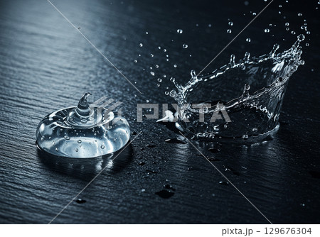 Water Droplet Impact and Gel Splash 129676304
