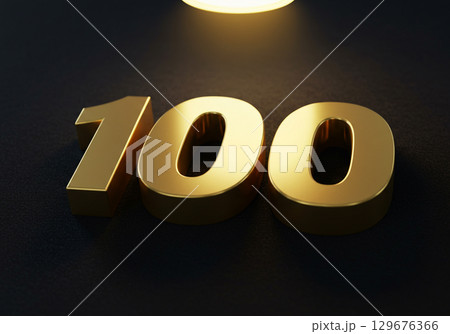 Gold Number 100 on Black Background Gold Number 100 on Black Background 129676366