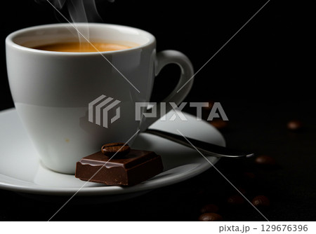 Espresso Coffee with Chocolate and Beans Espresso Coffee with Chocolate and Beans 129676396