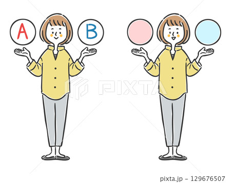 AとBの選択肢 女性 全身 ベクター AとBの選択肢 女性 全身 ベクター 129676507