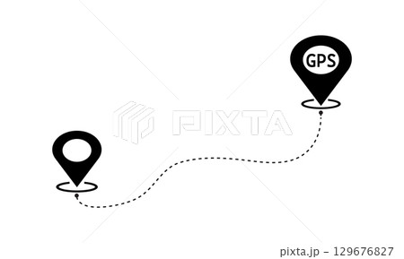 GPS Navigation Icon with Path Illustration 129676827