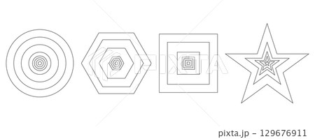 Golden ratio template. Circle, Polygon, Square and Star shapes outline a collection of harmony proportion vector. 129676911