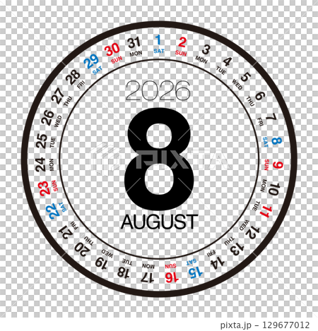 August 2026 circular calendar 129677012