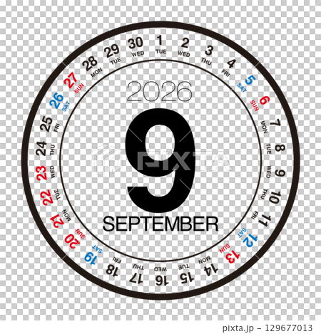 September 2026 circular calendar 129677013