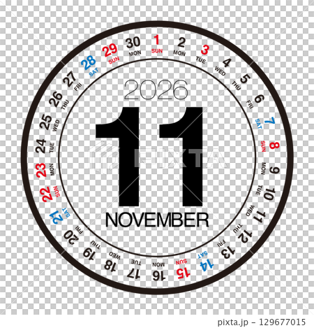 2026年11月の円形カレンダー 2026年11月の円形カレンダー 129677015