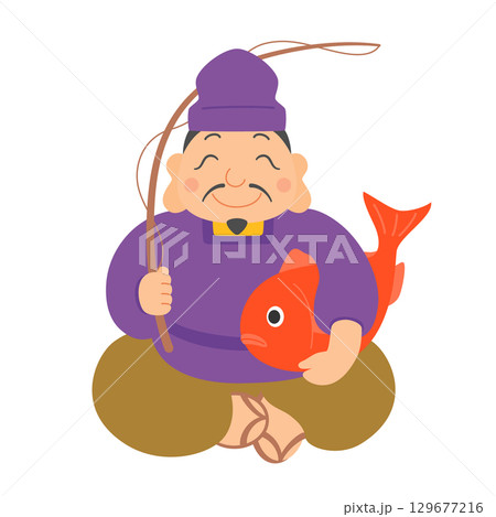 恵比寿 七福神のイラスト素材 129677216