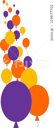 カラフルな風船のイラスト・風船の背景・三色配色・左側配置用 129677702