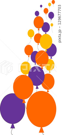 カラフルな風船のイラスト・風船の背景・三色配色・右側配置用 カラフルな風船のイラスト・風船の背景・三色配色・右側配置用 129677703