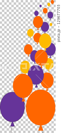Colorful balloon illustration, balloon background, three-color scheme, for right-side placement 129677703