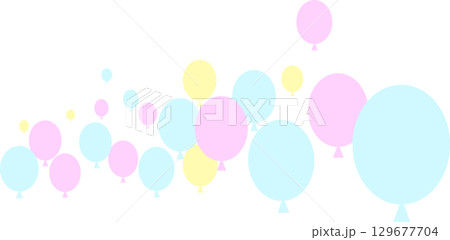 カラフルな風船・ベビーカラーの風船のイラスト・下側配置用 129677704