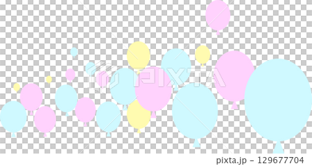 カラフルな風船・ベビーカラーの風船のイラスト・下側配置用 129677704