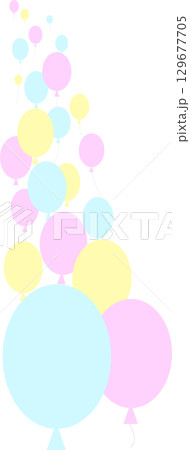 カラフルな風船・ベビーカラーの風船のイラスト・左側配置用 129677705