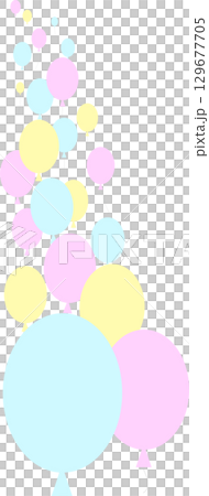 カラフルな風船・ベビーカラーの風船のイラスト・左側配置用 129677705