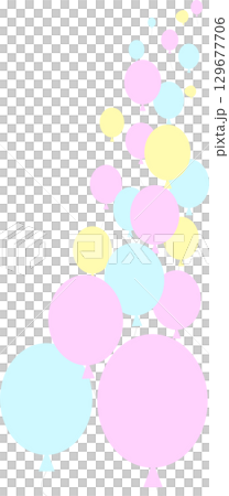 カラフルな風船・ベビーカラーの風船のイラスト・右側配置用 129677706