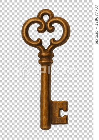 アンティーク調の鍵のイラスト素材 129677737