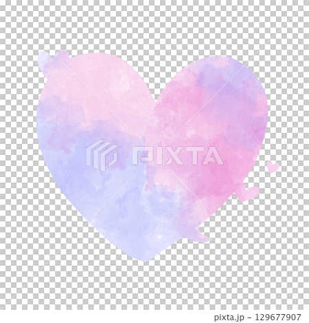 Watercolor heart speech bubble purple and pink with small hearts Watercolor heart speech bubble purple and pink with small hearts 129677907