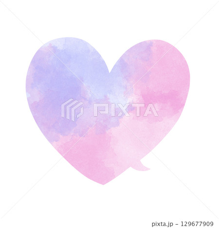 ハートの水彩ふきだし紫とピンク ハートの水彩ふきだし紫とピンク 129677909