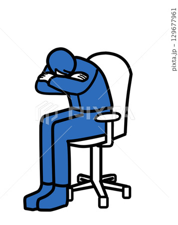 椅子に座って突っ伏す男性会社員 椅子に座って突っ伏す男性会社員 129677961