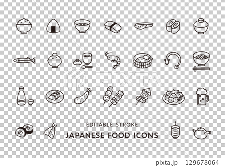 日本食品圖標集（單色） 129678064