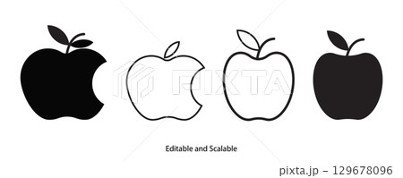 Delicious apple icon line art and flat vector illustration. Use for apps and websites. 129678096