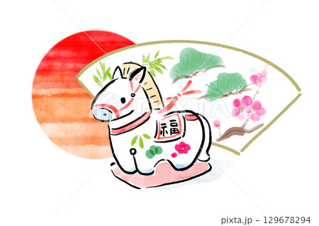 水彩で描いた土鈴のイラスト 水彩で描いた土鈴のイラスト 129678294