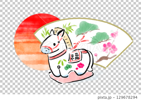 水彩で描いた土鈴のイラスト 水彩で描いた土鈴のイラスト 129678294