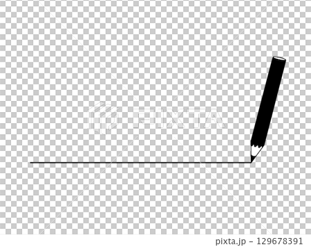 Black line and black pencil illustration for heading Black line and black pencil illustration for heading 129678391