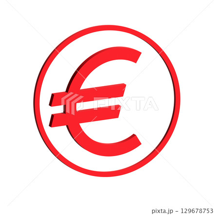 3D Red Euro Symbol Isolated on White Background. 129678753