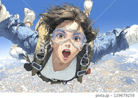 スカイダイビングのイラスト素材 129679259