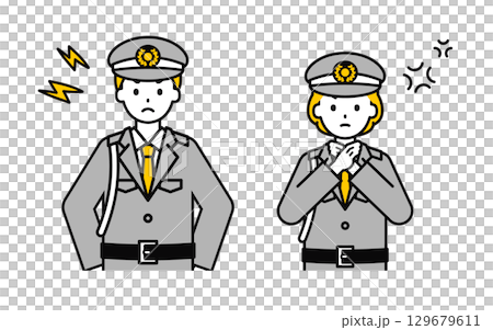 シンプルな警備員の男女_怒る 129679611