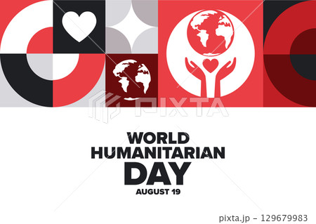 World Humanitarian Day. August 19. Holiday concept. Template for background, banner, card, poster 129679983