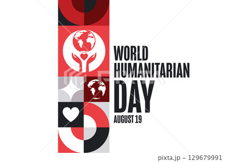 World Humanitarian Day. August 19. Holiday concept. Template for background, banner, card, poster World Humanitarian Day. August 19. Holiday concept. Template for background, banner, card, poster 129679991